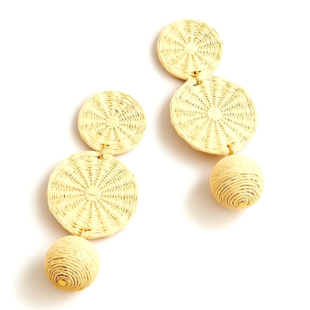 J.Crew raffia drop statement earrings, natural